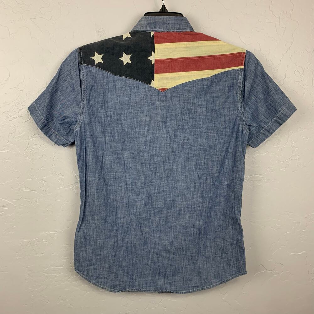Denim & Supply Ralph Lauren Shirt Womens Small Pearl Snap Chambray Americana - Picture 2 of 7